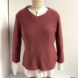 Knit pullover sweater in deep mauve